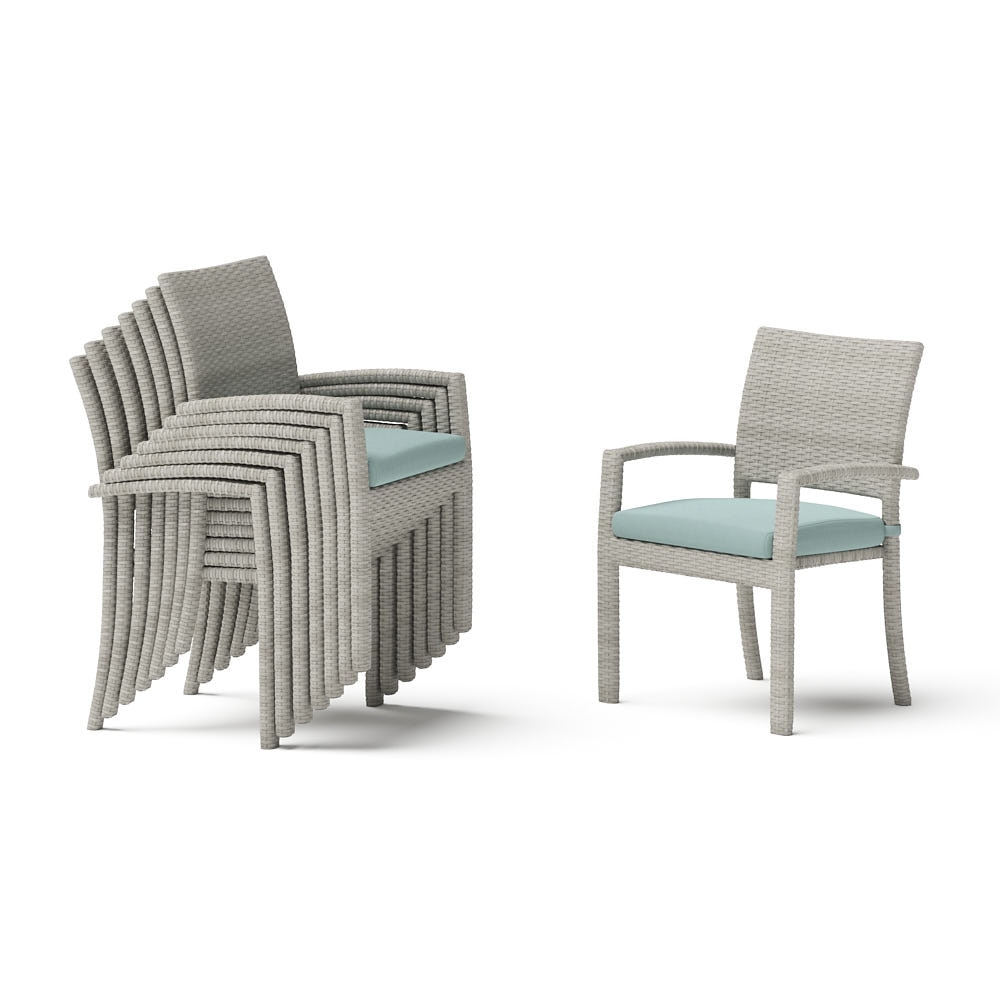 Portofino® Comfort Set of 8 Sunbrella® Outdoor Dining Chairs - Spa Blue